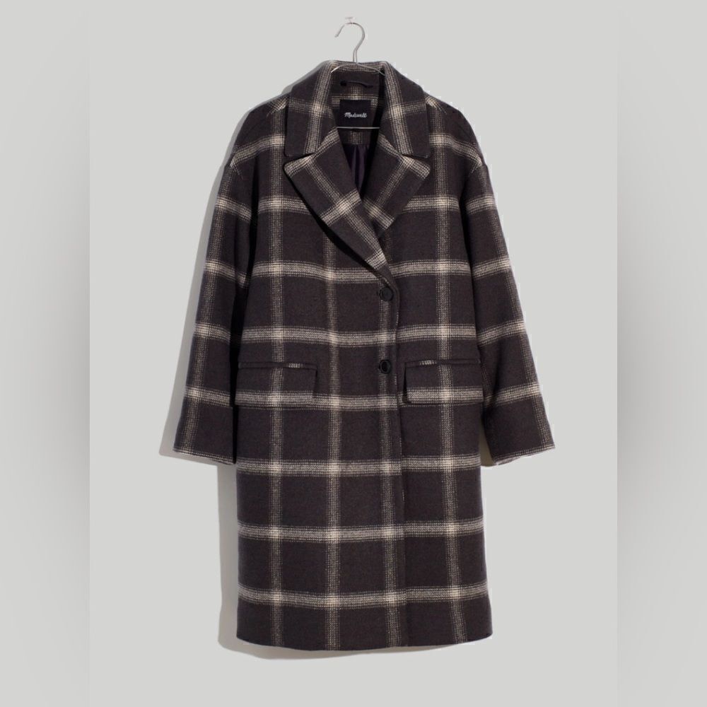 MADEWELL windowpane Hayden plaid trench Coat. NWT. XS - Picture 1 of 11